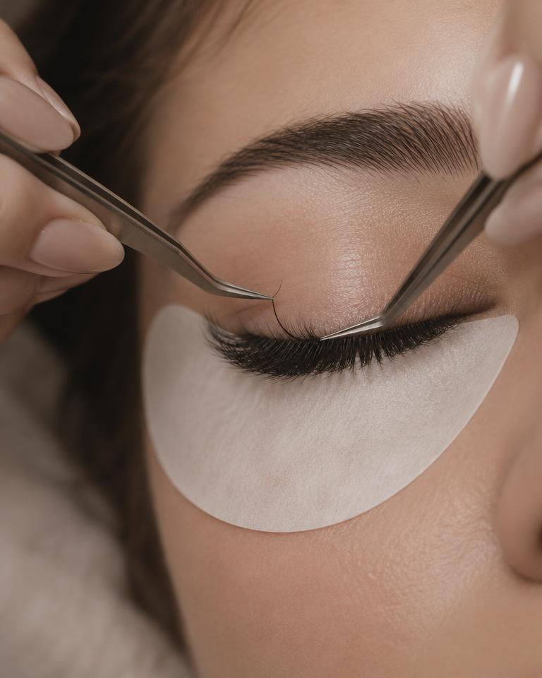 Lashes technique in practice